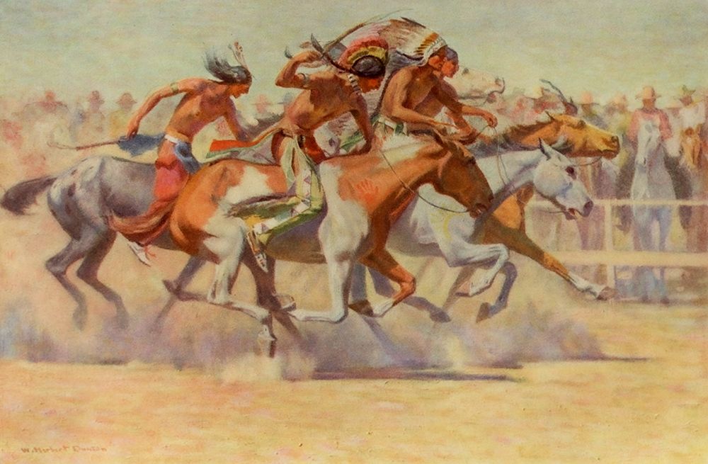 Indians Racing from Scribners 54 1904 art print by William Herbert Dunton for $57.95 CAD