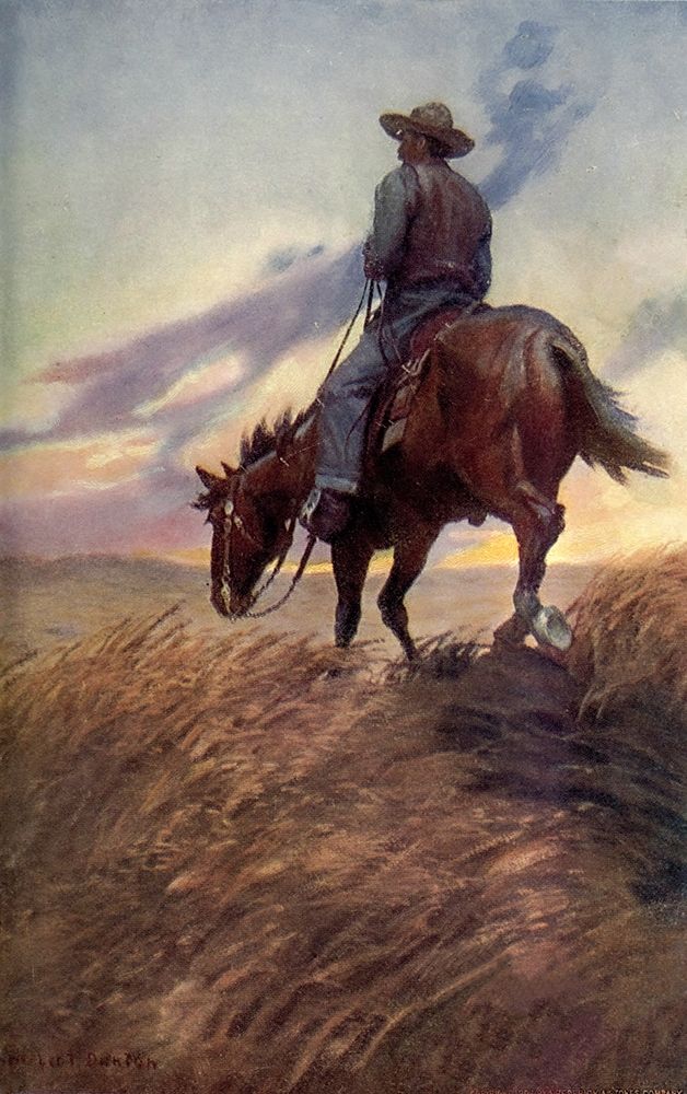 Horse in Sunset from Winston of the Prairie 1907 art print by William Herbert Dunton for $57.95 CAD