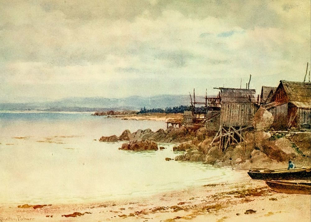 Pescadera-Chinese fishing village in Monterey Bay-California 1914 art print by Sutton Palmer for $57.95 CAD