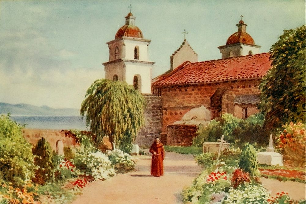 The Cemetery-Santa Barbara Mission-California 1914 art print by Sutton Palmer for $57.95 CAD