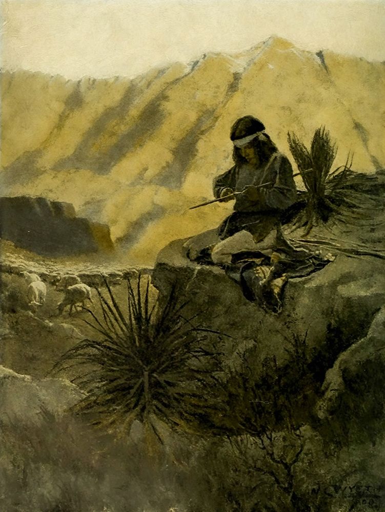 Navajo herder in the foothills art print by Newell Wyeth for $57.95 CAD