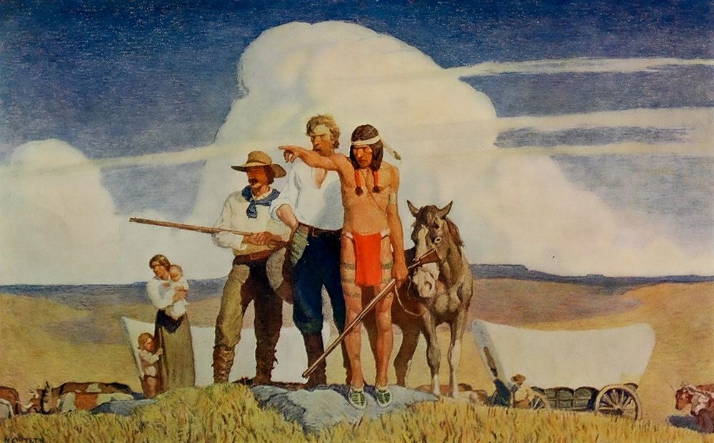 Pioneers-the opening of the prairies art print by Newell Wyeth for $57.95 CAD