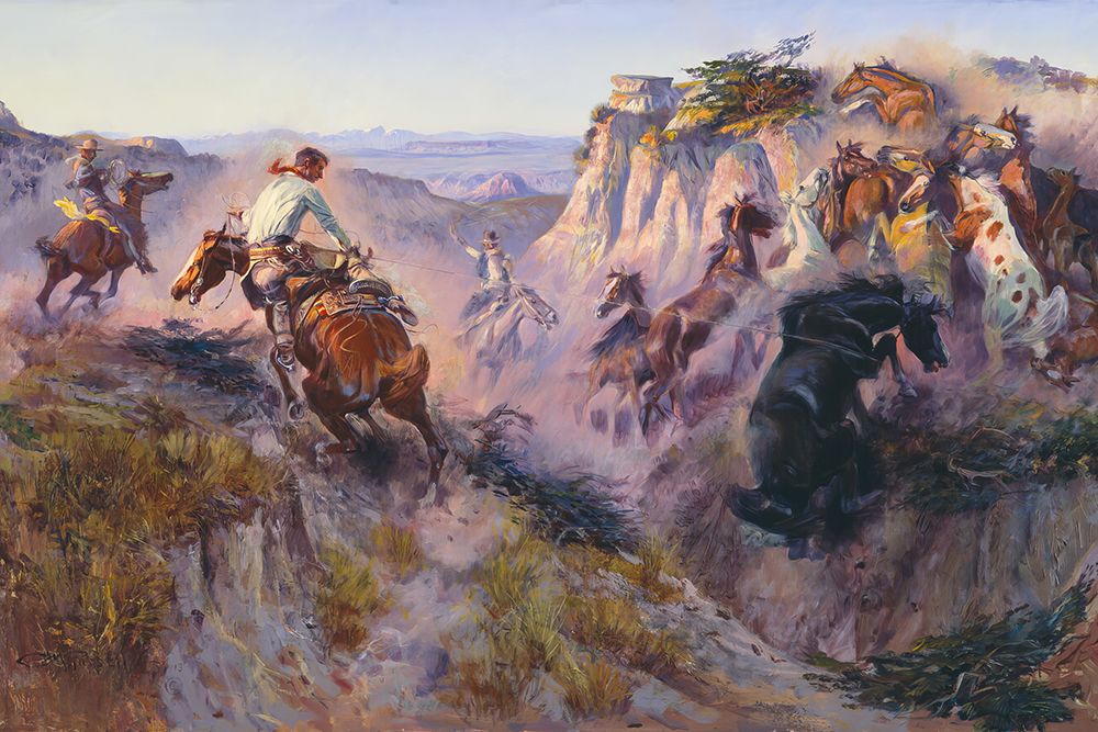Wild Horse Hunters art print by Charles Marion Russell for $57.95 CAD