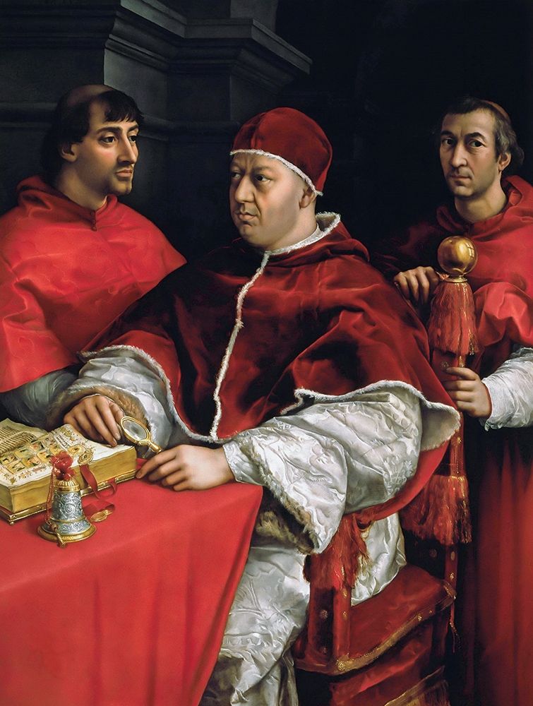 Portrait of Pope Leo X and his cousins art print by Raphael for $57.95 CAD