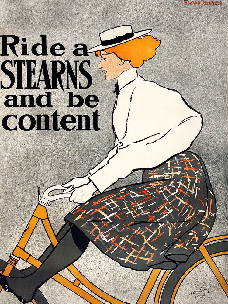 Ride a Stearns and be content art print by Edward Penfield for $57.95 CAD