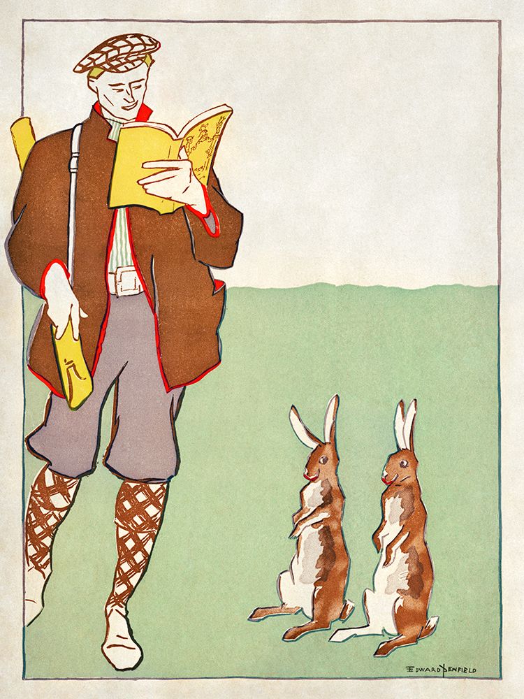 Man reading a book with Hares art print by Edward Penfield for $57.95 CAD