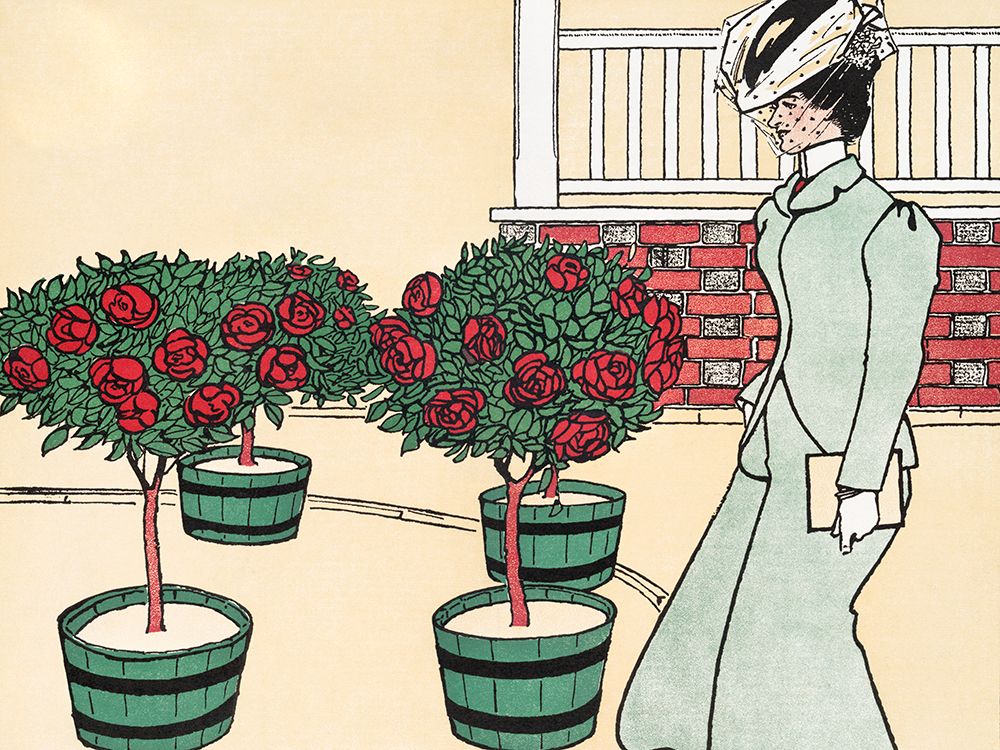 Woman in Rose Garden art print by Edward Penfield for $57.95 CAD