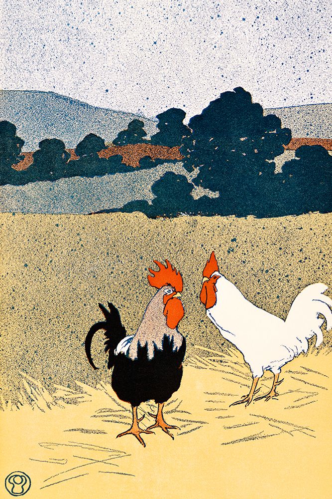 Two Roosters in a Field art print by Edward Penfield for $57.95 CAD
