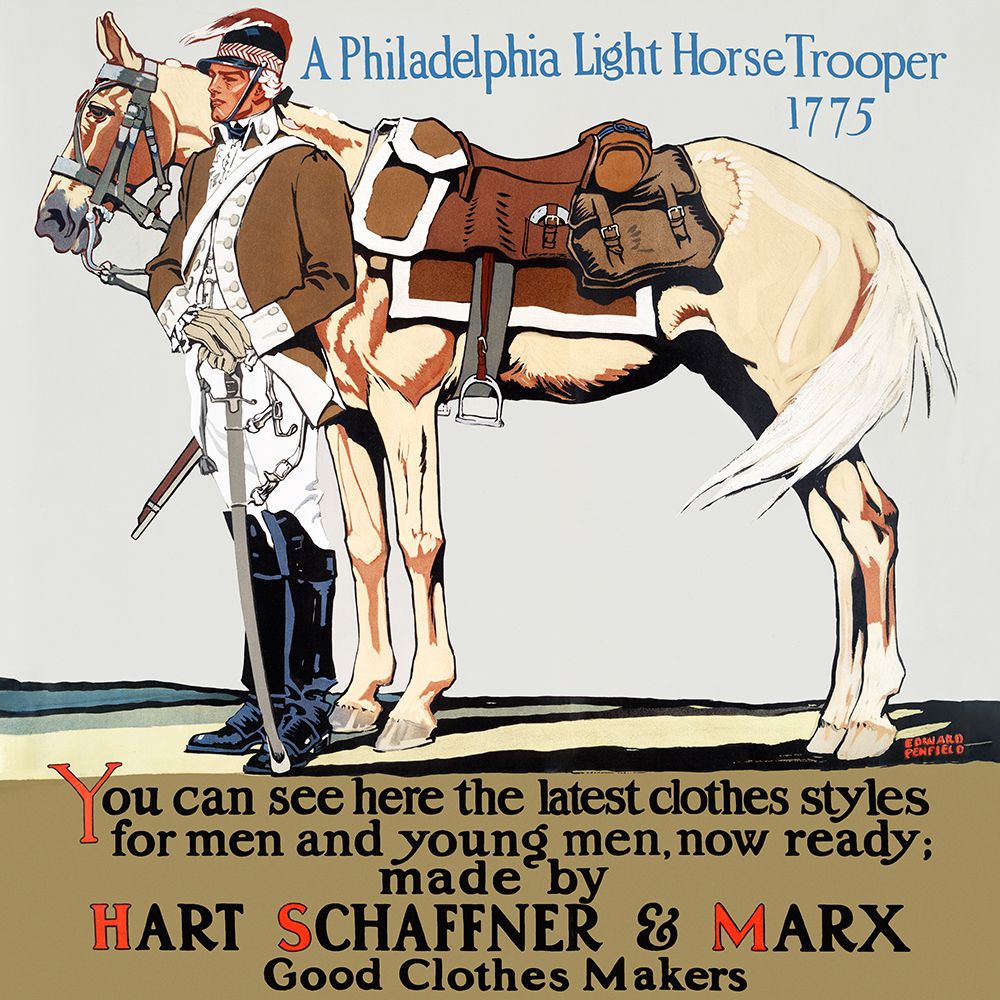 A Philadelphia Light Horse Trooper 1775 art print by Edward Penfield for $57.95 CAD