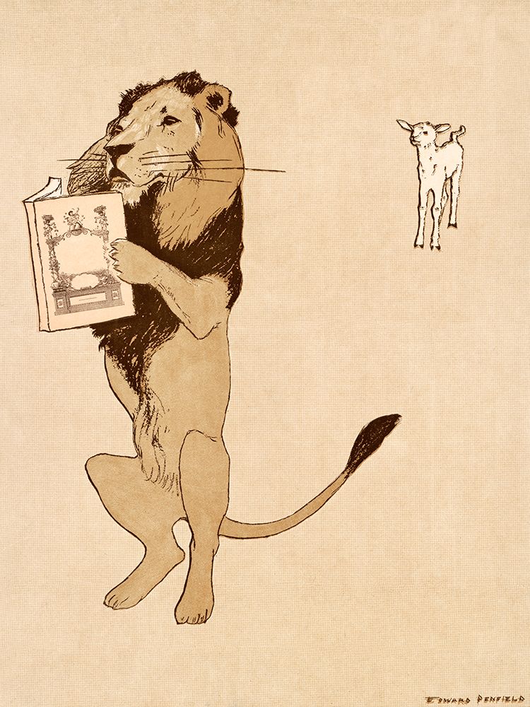Lion and a book 1894 art print by Edward Penfield for $57.95 CAD