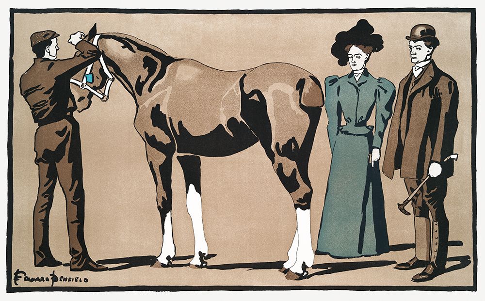 People and horse art print by Edward Penfield for $57.95 CAD