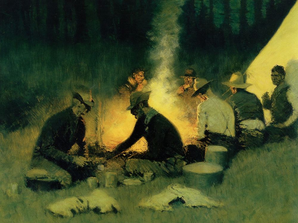 Hunters Camp in the Big Horn art print by Frederic Remington for $57.95 CAD