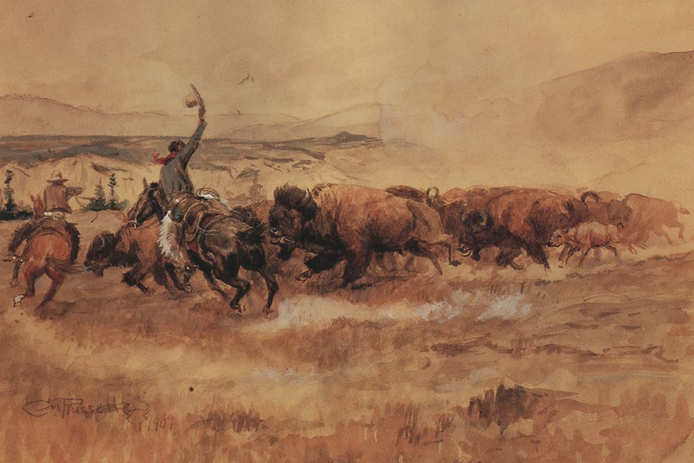 Pablo Allard Buffalo Drive art print by Charles Marion Russell for $57.95 CAD