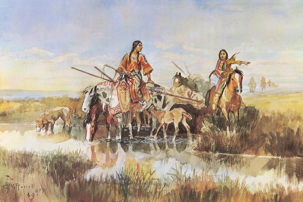 Indian Women with Travois art print by Charles Marion Russell for $57.95 CAD