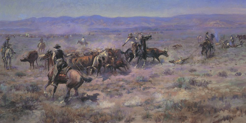 The Round Up art print by Charles Marion Russell for $57.95 CAD