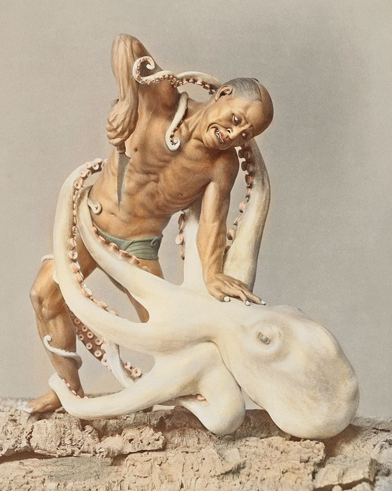 Wood Carving Man and Octopus art print by Ogawa Kazumasa for $57.95 CAD