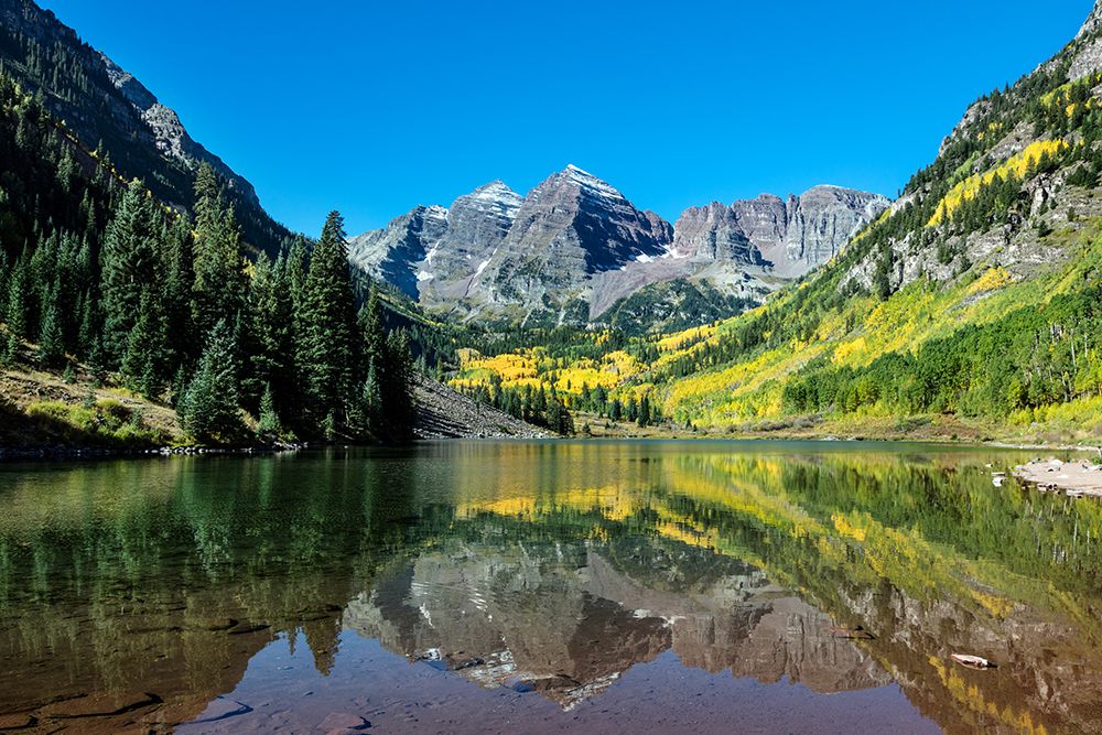 Autumnal view of Rocky Mountain peaks called the Maroon Bells-Colorado art print by Carol Highsmith for $57.95 CAD