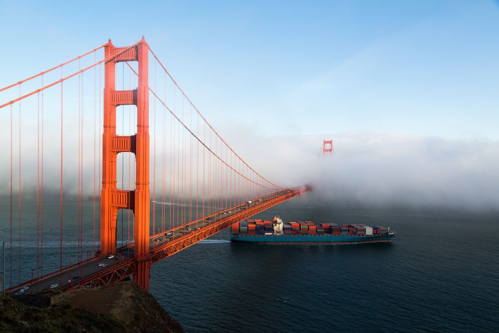Fog rolls across the Golden Gate Bridge in San Francisco art print by Carol Highsmith for $57.95 CAD
