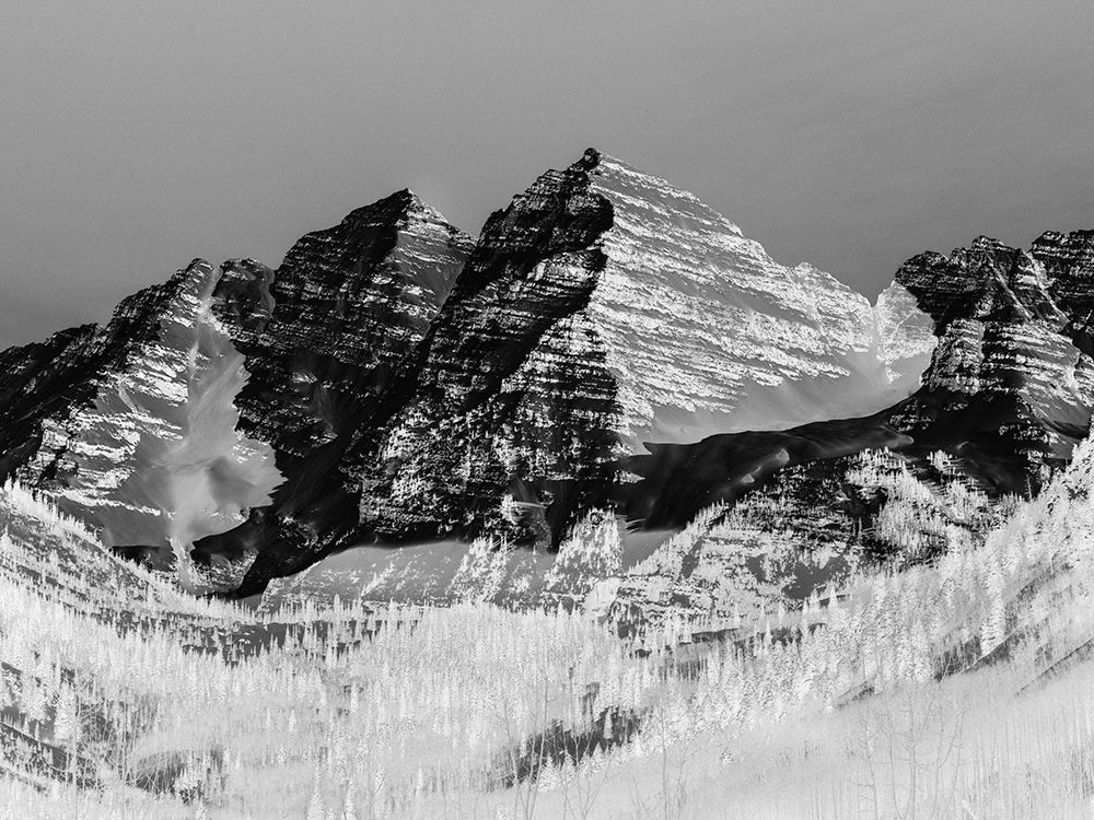 The Maroon Bells-Rocky Mountains-Aspen-Colorado-Black And White art print by Carol Highsmith for $57.95 CAD