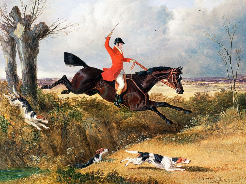 Foxhunting-Clearing a Ditch art print by John Frederick Herring for $57.95 CAD