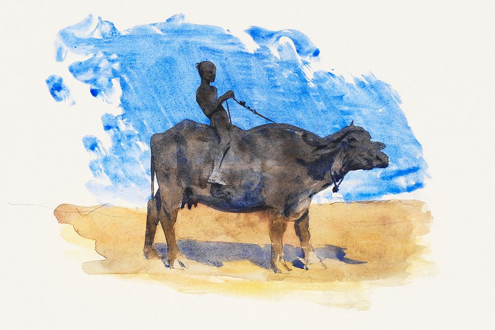 Boy on Water Buffalo art print by John Singer Sargent for $57.95 CAD