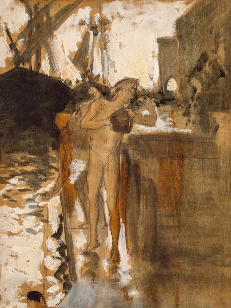 The Balcony-Spain and Two Nude Bathers Standing on a Wharf art print by John Singer Sargent for $57.95 CAD