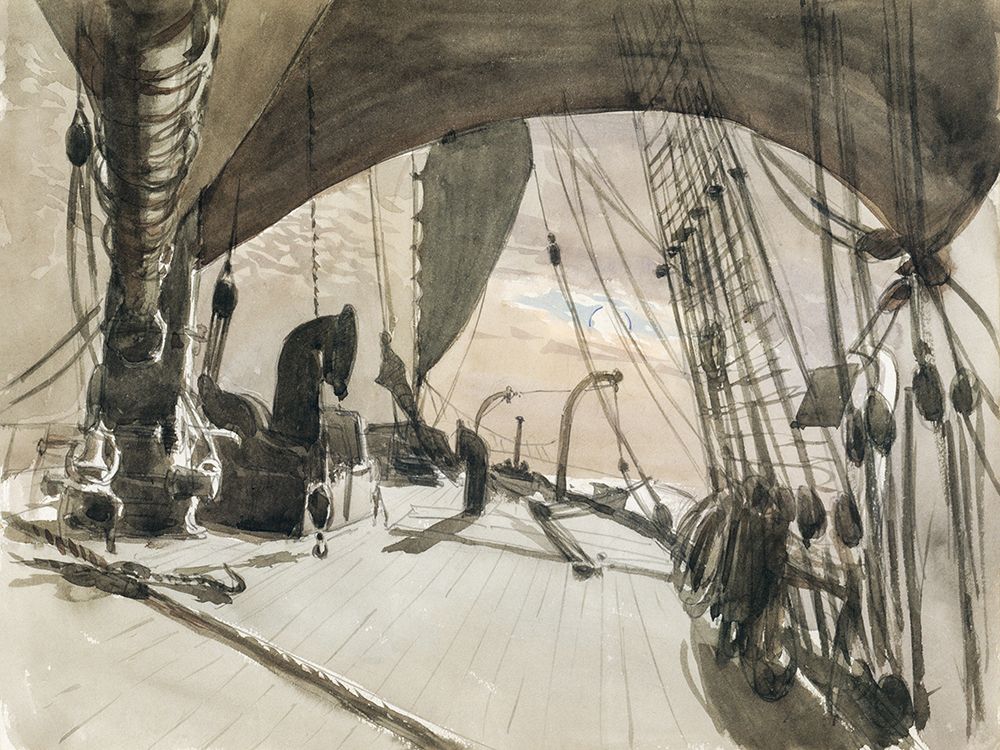 Deck of Ship in Moonlight art print by John Singer Sargent for $57.95 CAD