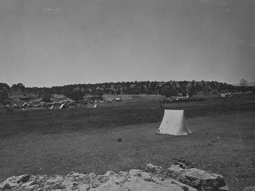 Survey camp near Fort Wingate-New Mexico 1874 art print by Timothy H OSullivan for $57.95 CAD