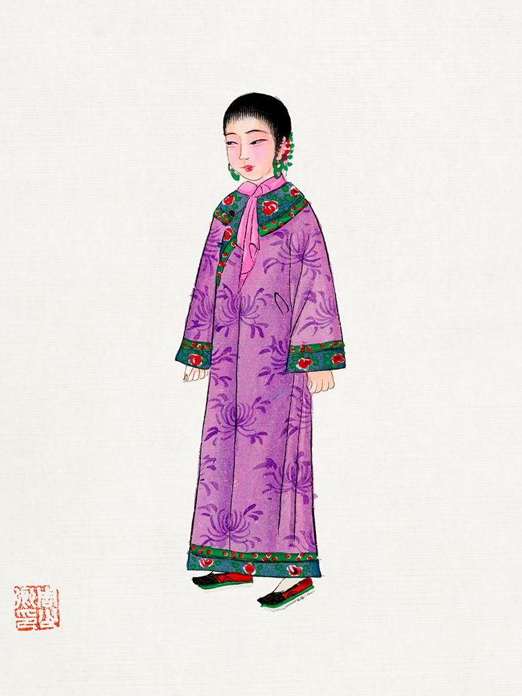 Woman in purple Manchu robe art print by Vintage Chinese Clothing for $57.95 CAD