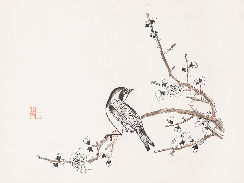 Page from Shi Zhu Zhai Bird on Branch art print by Hu Zhengyan for $57.95 CAD