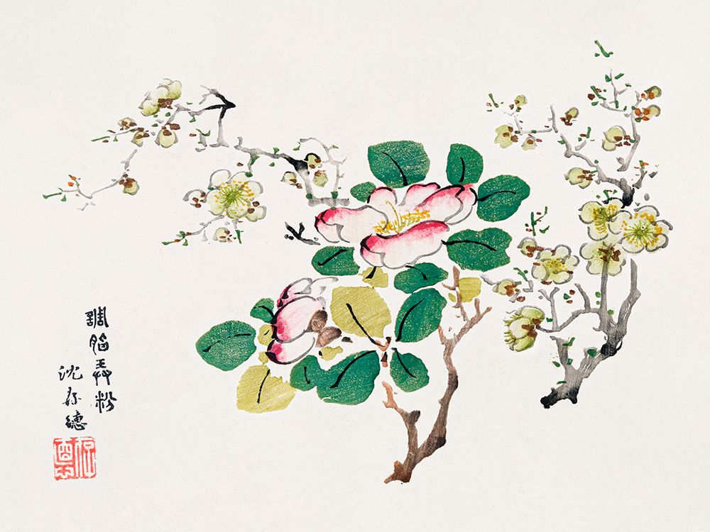 Page from Shi Zhu Zhai Pink Blossoms art print by Hu Zhengyan for $57.95 CAD