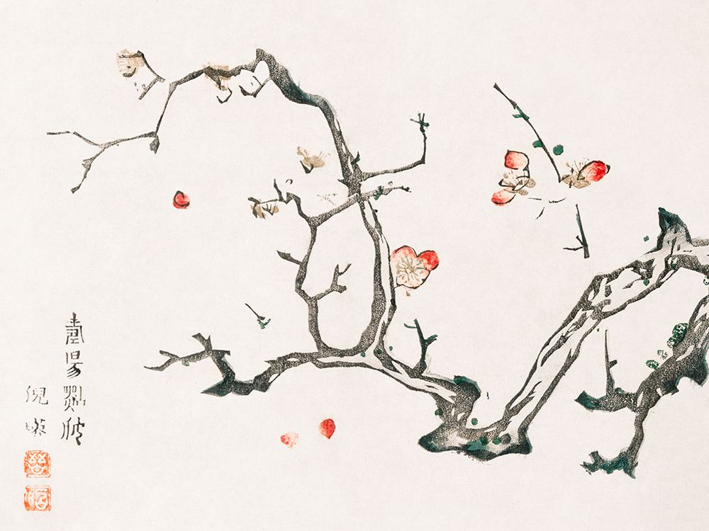 Page from Shi Zhu Zhai Red Flowers art print by Hu Zhengyan for $57.95 CAD