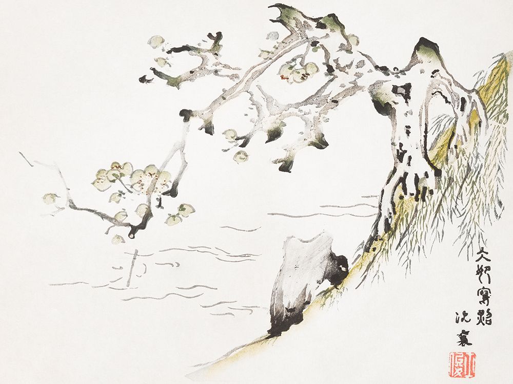 Page from Shi Zhu Zhai Tree in Landscape art print by Hu Zhengyan for $57.95 CAD