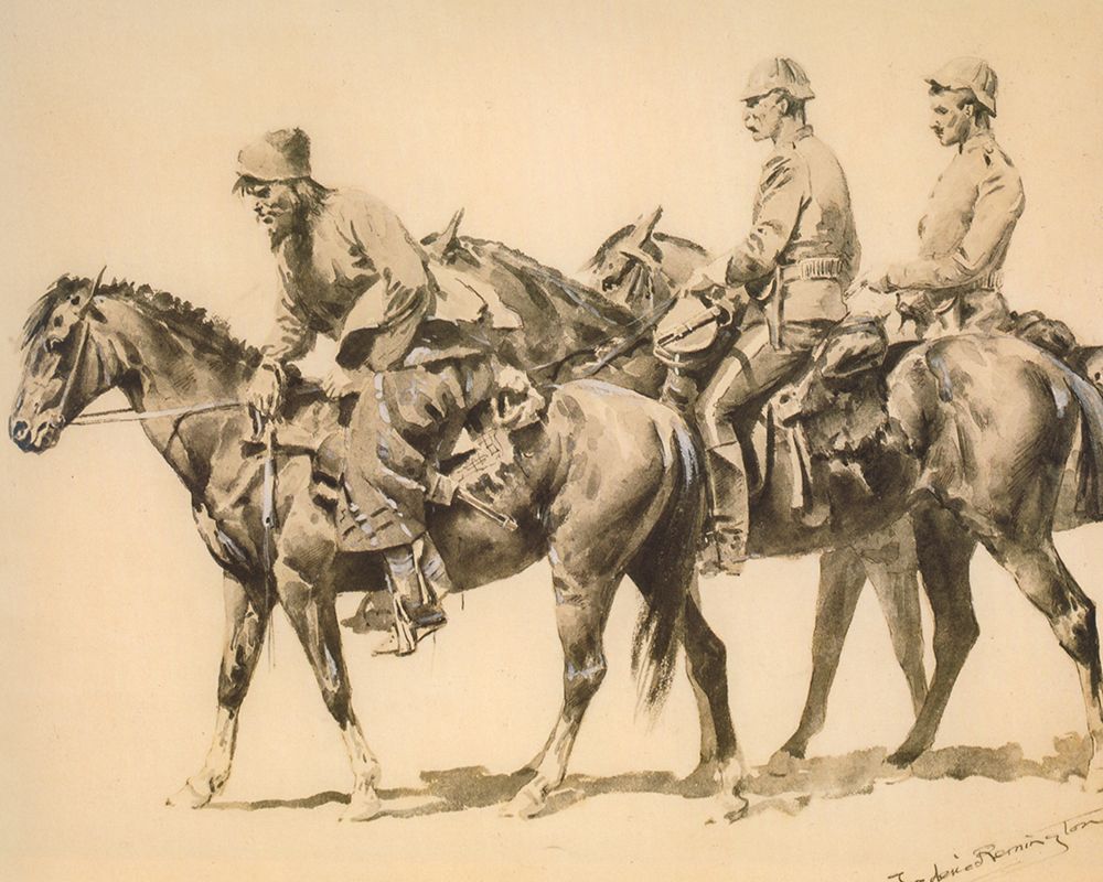 Police and Trailer Following a Criminal art print by Frederic Remington for $57.95 CAD