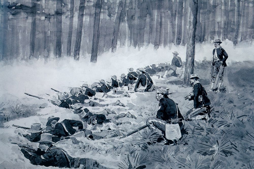 The Picket Line - Infantry Entrenchment in the Woods-Sketch art print by Frederic Remington for $57.95 CAD