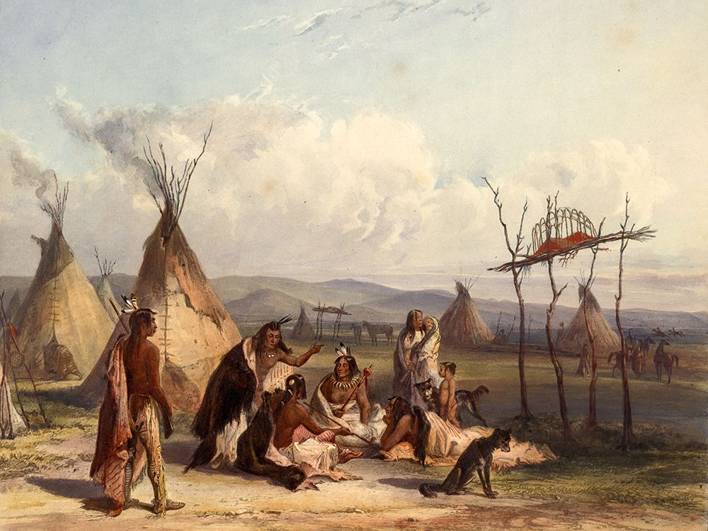 Funeral scaffold of a Sioux chief art print by Karl Bodmer for $57.95 CAD