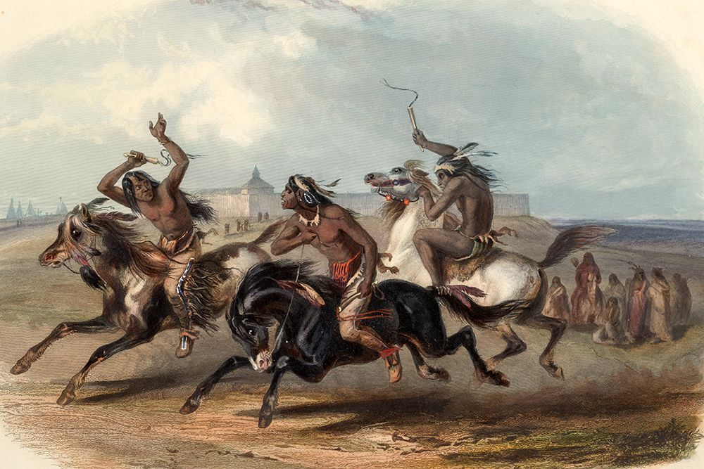 Horse racing of the Sioux indians art print by Karl Bodmer for $57.95 CAD