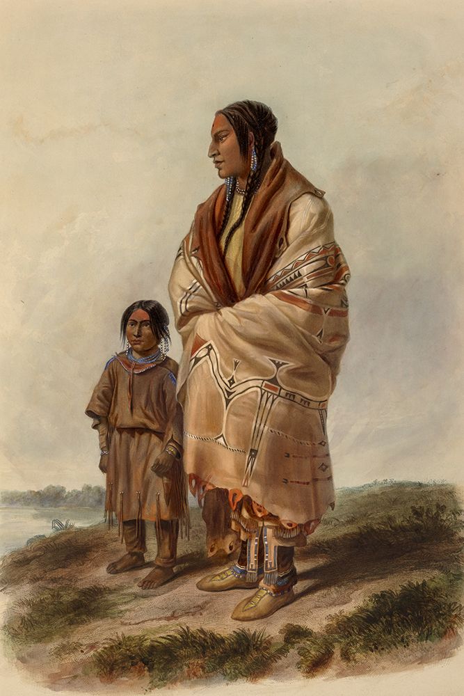 Dacota woman and Assiniboin girl art print by Karl Bodmer for $57.95 CAD