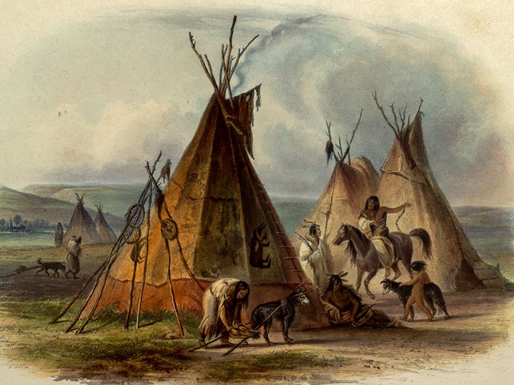 A skin lodge of the Assiniboin Indian chief art print by Karl Bodmer for $57.95 CAD