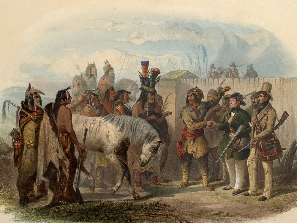 The travellers meeting with Minatarre indians art print by Karl Bodmer for $57.95 CAD