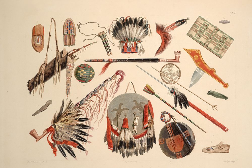 Indian utensils and arms art print by Karl Bodmer for $57.95 CAD