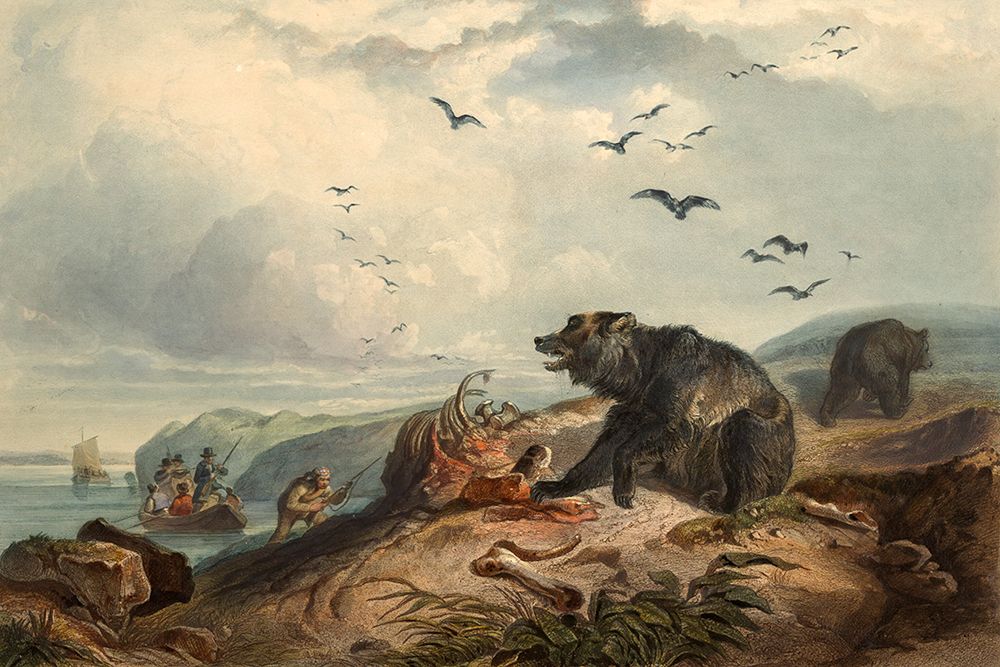 Hunting of the Grizzly Bear art print by Karl Bodmer for $57.95 CAD