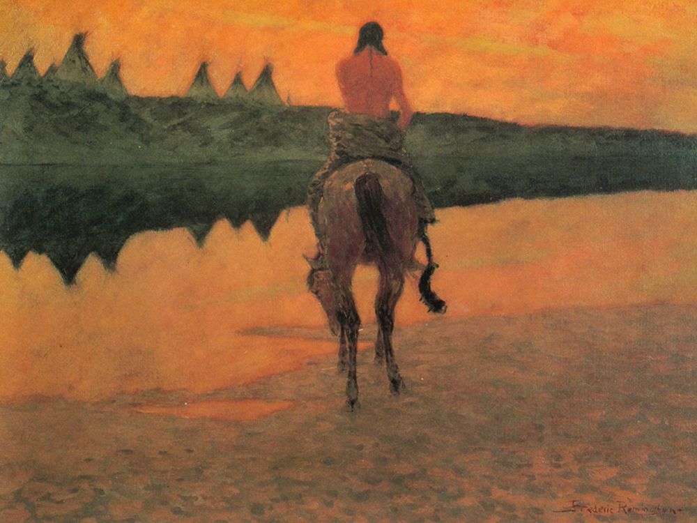 Indian-Horse-and Village art print by Frederic Remington for $57.95 CAD