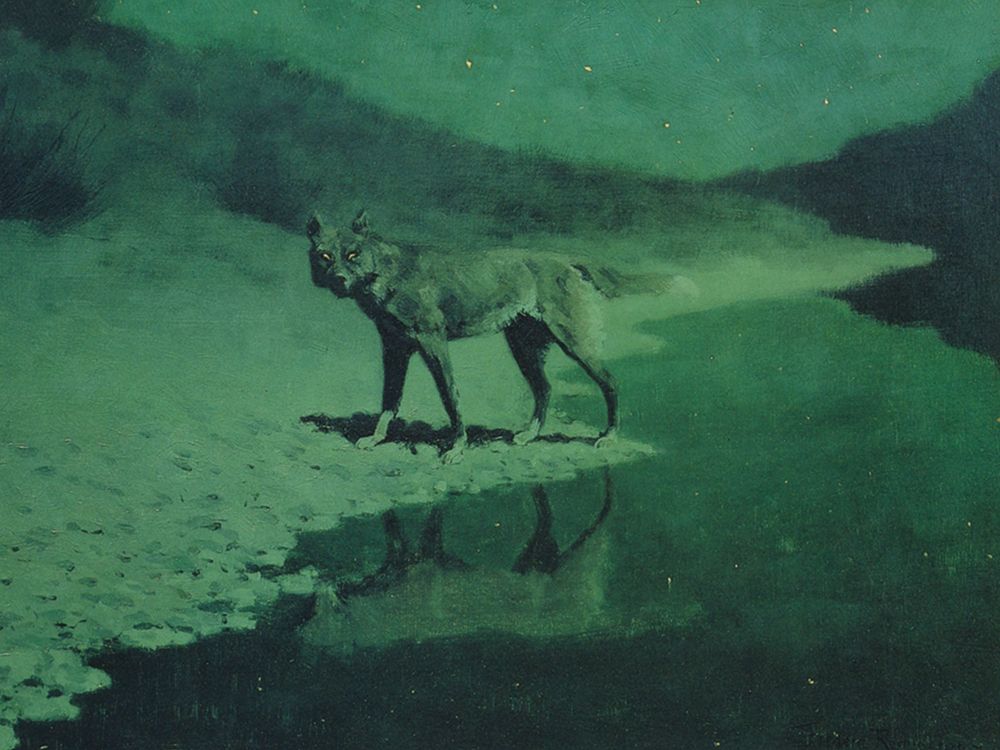 Moonlight Wolf art print by Frederic Remington for $57.95 CAD