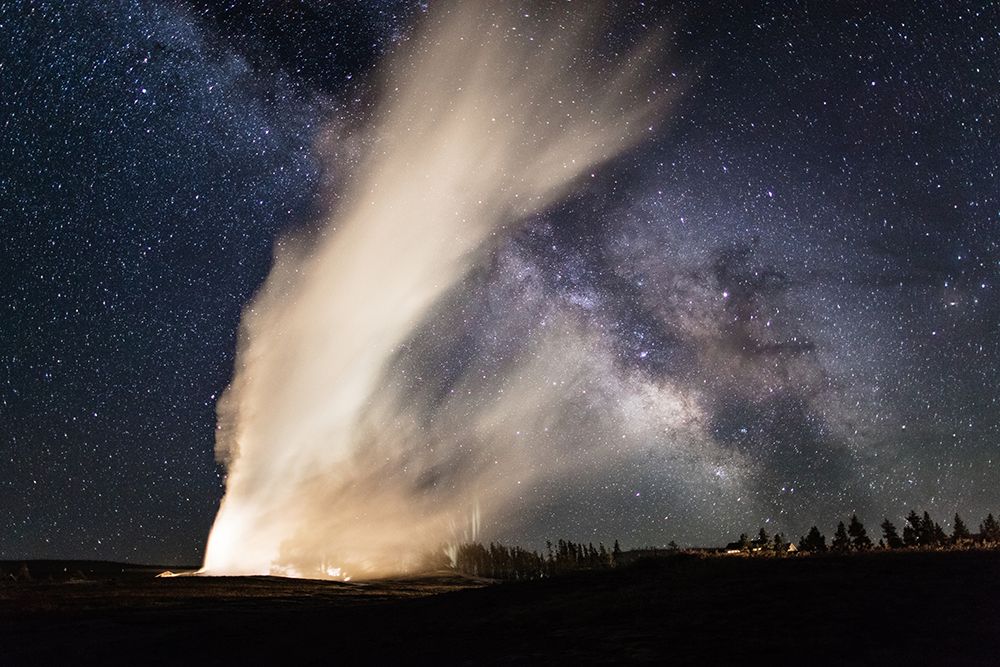 Old Faithful and Milky Way, Yellowstone National Park art print by The Yellowstone Collection for $57.95 CAD