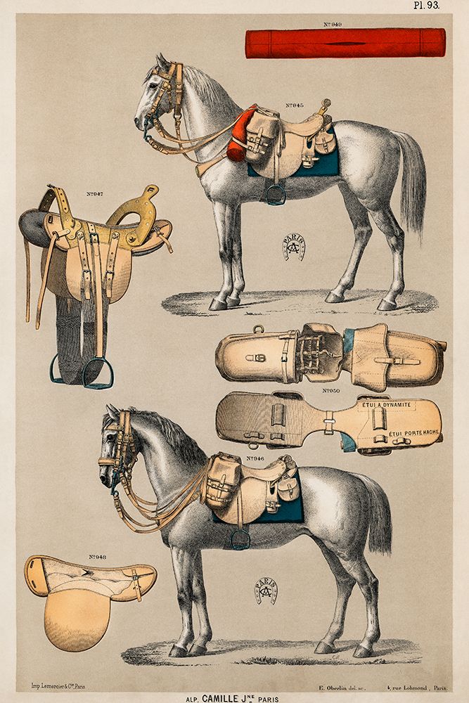 Horses with Antique Riding Equipment II art print by Vintage Drawings for $57.95 CAD