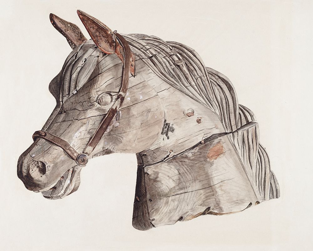 Carousel Horses Head 1931 art print by Gerard Barnett for $57.95 CAD