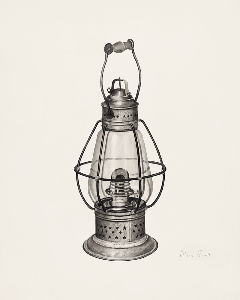 Coal Oil Lantern 1939 art print by Alfred Farrell for $57.95 CAD