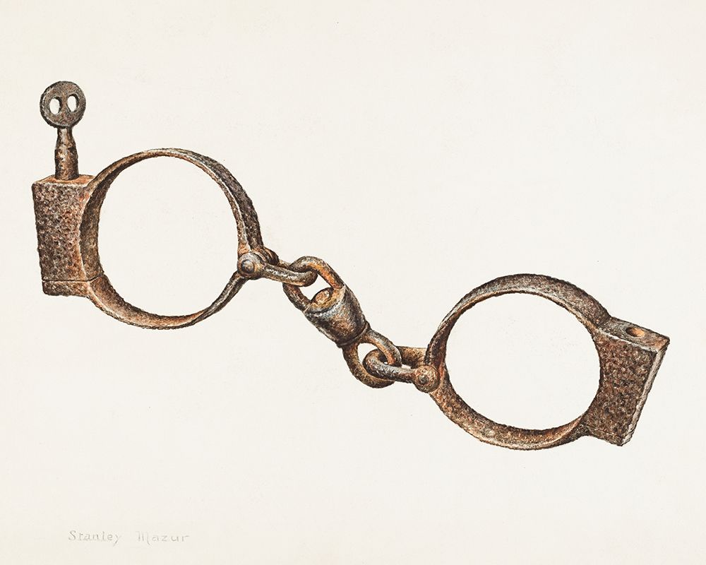 Handcuffs 1938 art print by Stanley Mazur for $57.95 CAD