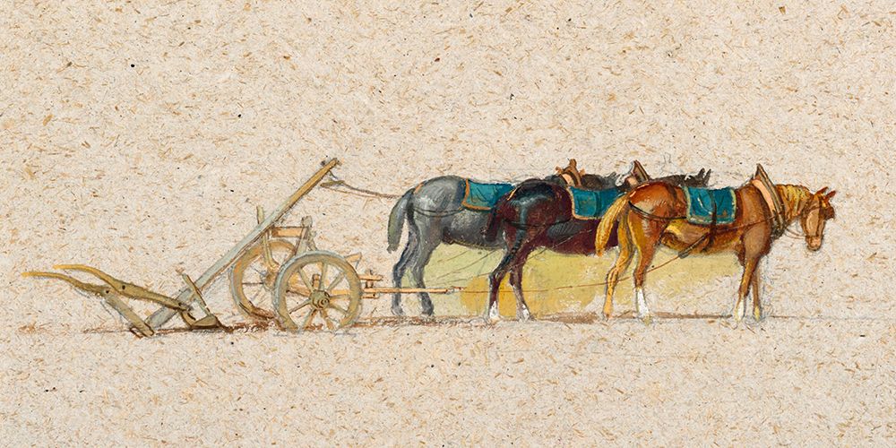 Study of Three Horses with a Plow art print by Samuel Colman for $57.95 CAD
